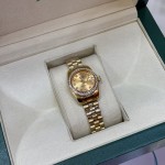 Datejust gold dial with diamonds, 26mm gold strap